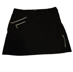 Jamie Sadock Athletic Stretchy Black Mini Skort Zip Pockets Size 14
